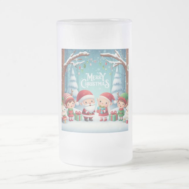 Caneca De Cerveja Vidro Jateado Feliz Natal/papais noeis/elfos neve (Centro)