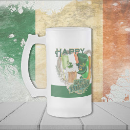 Caneca De Cerveja Vidro Jateado Feliz Rua, Dia de Patrick