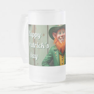 Caneca De Cerveja Vidro Jateado Feliz Rua do Dia do Patrick Leprechaun
