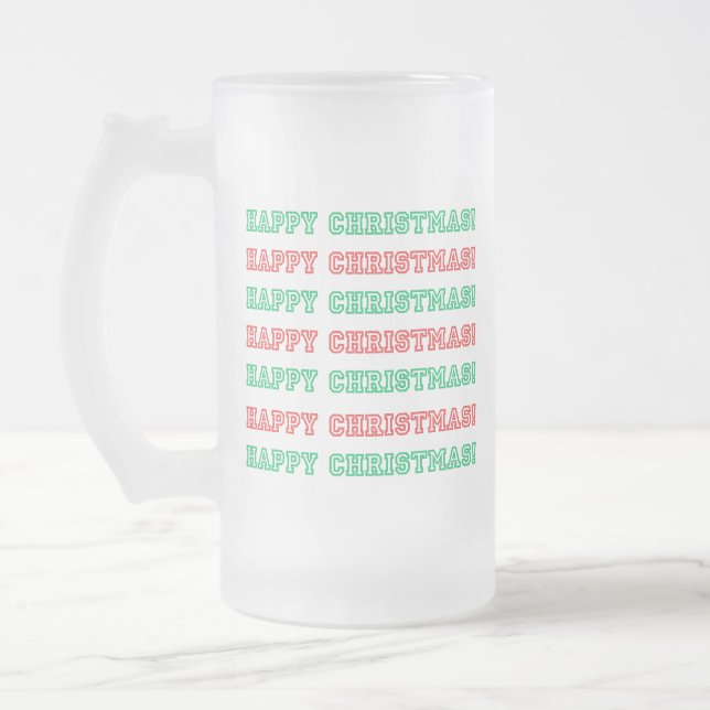 Caneca De Cerveja Vidro Jateado Feliz Vazio de Natal (Esquerda)