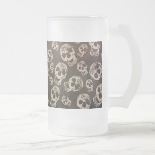 Caneca De Cerveja Vidro Jateado Felizes crânios