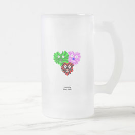 Caneca De Cerveja Vidro Jateado Felpudos Cardíacos Tampão de Vidro de Fosco Grande