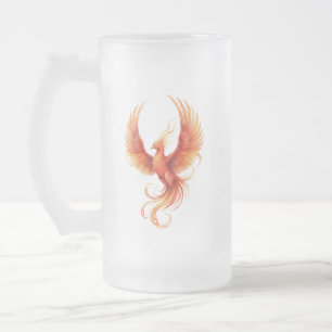 Caneca De Cerveja Vidro Jateado Fênix
