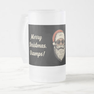 Caneca De Cerveja Vidro Jateado Feriado de Papais noeis de óculos de sol com retra