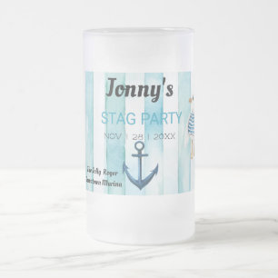 Caneca De Cerveja Vidro Jateado Festa de Despedida de Solteiro com tema Náutico