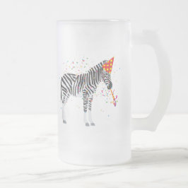 Caneca De Cerveja Vidro Jateado Festas de zebra - Animais com festa