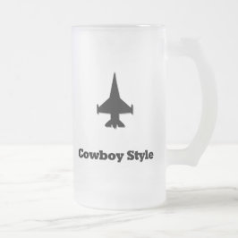 Caneca De Cerveja Vidro Jateado Fighter Jet Cowboy Style
