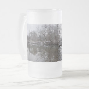 Caneca De Cerveja Vidro Jateado Finley Winter Reflete Fosco Copo De Cerveja