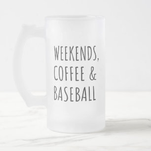 Caneca De Cerveja Vidro Jateado Fins De Semana, Café E Baseball I