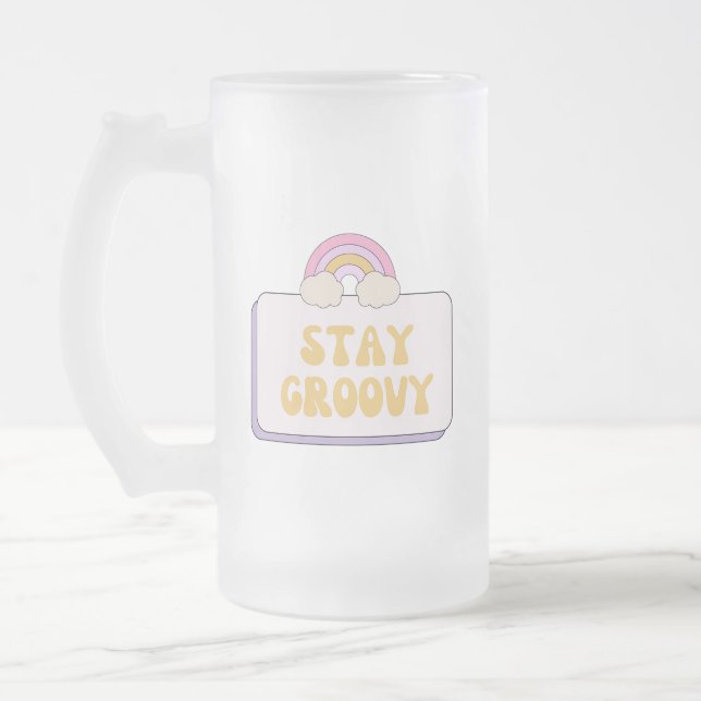 Caneca De Cerveja Vidro Jateado Fique Groovy (Esquerda)