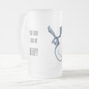 Caneca De Cerveja Vidro Jateado Fique longe da minha cerveja, bebê dragão zangad