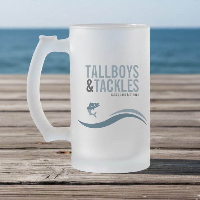 Caneca De Cerveja Vidro Jateado Fishing Trip Tallboys & Tackles Birthday Party (Criador carregado)