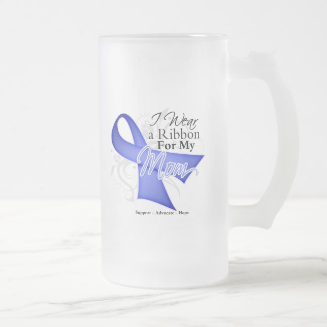 Caneca De Cerveja Vidro Jateado Fita da pervinca da mamã - cancer de estômago (Direita)