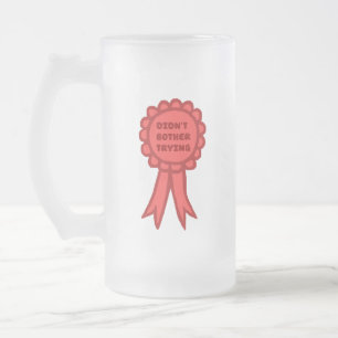 Caneca De Cerveja Vidro Jateado Fita de Prêmio Vermelha Boba Não Me Dei ao Trabalh