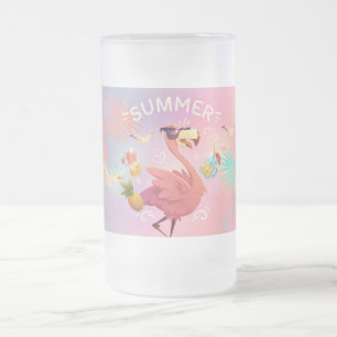 Caneca De Cerveja Vidro Jateado Flamingo