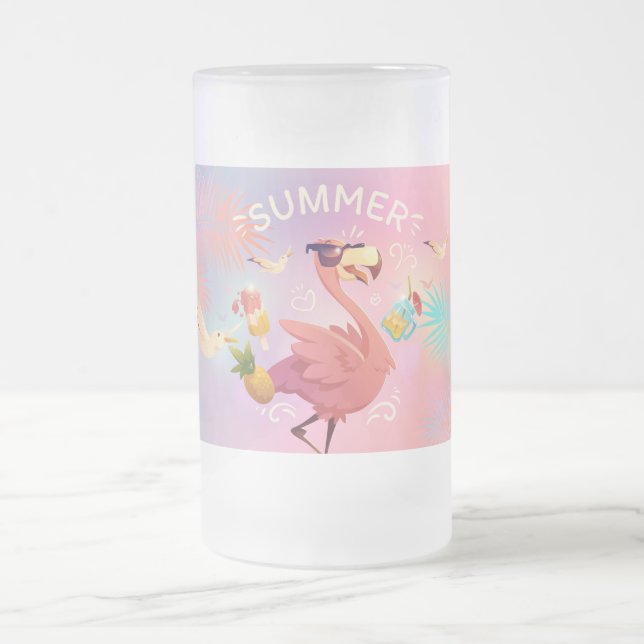 Caneca De Cerveja Vidro Jateado Flamingo (Centro)