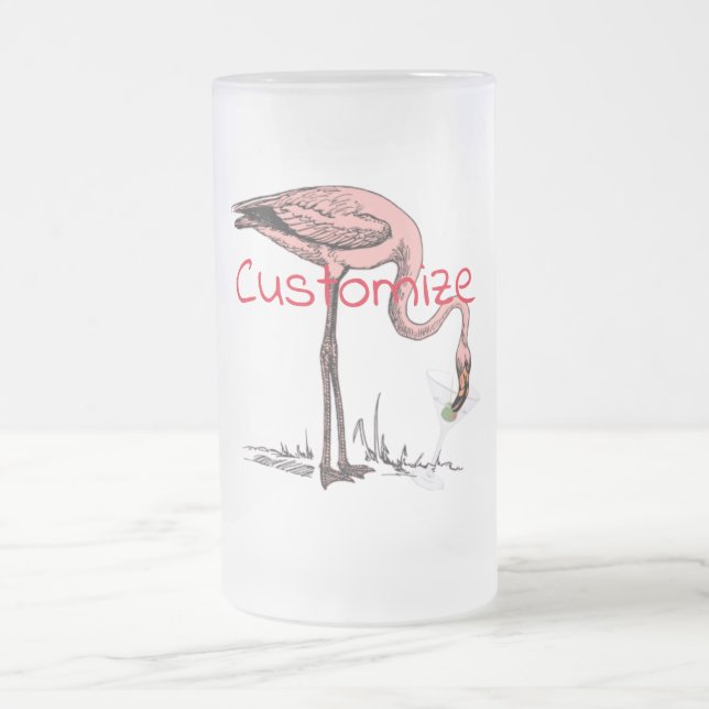 Caneca De Cerveja Vidro Jateado Flamingo Bebendo Martini Thunder_Cove (Centro)