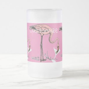 Caneca De Cerveja Vidro Jateado Flamingo Bebendo Martini Thunder_Cove