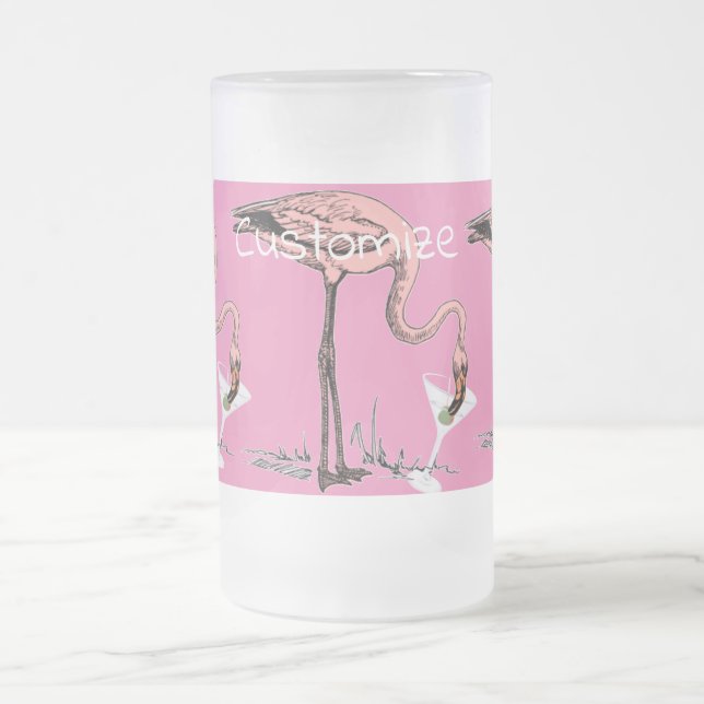 Caneca De Cerveja Vidro Jateado Flamingo Bebendo Martini Thunder_Cove (Centro)