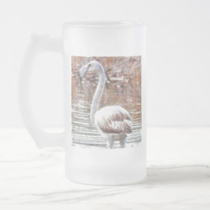 Caneca De Cerveja Vidro Jateado Flamingo Watercolor Exótico