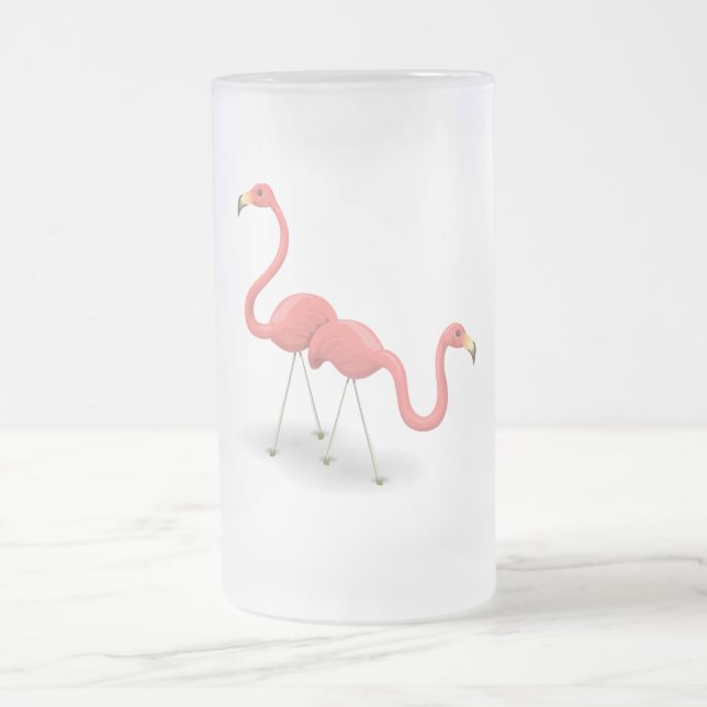 Caneca De Cerveja Vidro Jateado Flamingos cor-de-rosa (Centro)