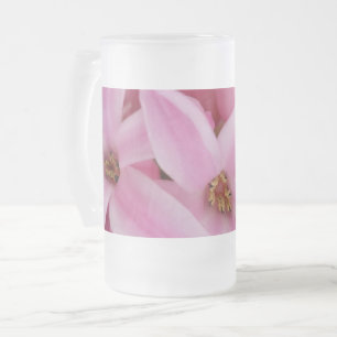Caneca De Cerveja Vidro Jateado flor de jacinto rosa