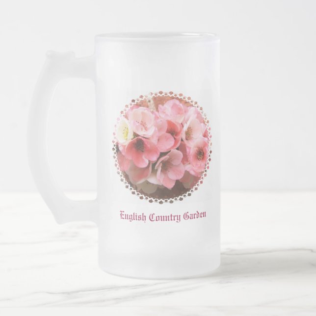 CANECA DE CERVEJA VIDRO JATEADO FLORES (Esquerda)