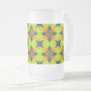 Caneca De Cerveja Vidro Jateado Flores de Artdeco no Estilo Retroativo