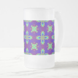 Caneca De Cerveja Vidro Jateado Flores de Artdeco no Estilo Retroativo