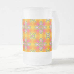 Caneca De Cerveja Vidro Jateado Flores de Artdeco no Estilo Retroativo