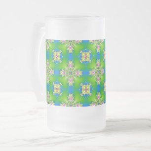 Caneca De Cerveja Vidro Jateado Flores de Artdeco no Estilo Retroativo