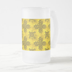 Caneca De Cerveja Vidro Jateado Flores de Artdeco no Estilo Retroativo