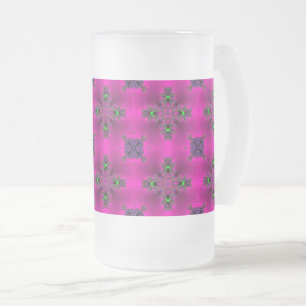 Caneca De Cerveja Vidro Jateado Flores de Artdeco no Estilo Retroativo