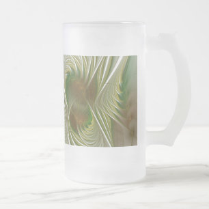 Caneca De Cerveja Vidro Jateado Flores de fantasia fractal suaves e tenra