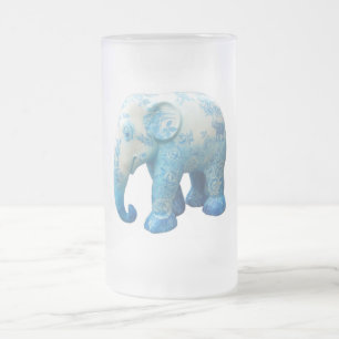Caneca De Cerveja Vidro Jateado Flores de Padrão Personalizado Rosas Vinhas Azul A