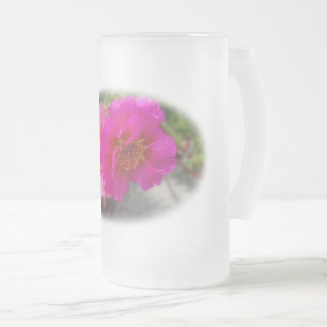 Caneca De Cerveja Vidro Jateado Flores rosa no sol (Frente Esquerda)