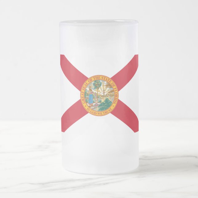 Caneca De Cerveja Vidro Jateado Flórida Flag Fosco Beer Mug (Centro)