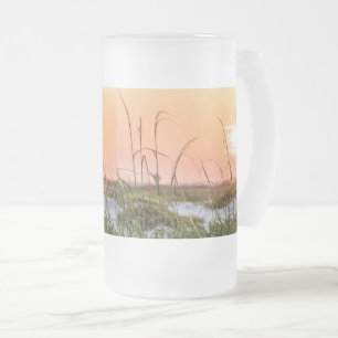 Caneca De Cerveja Vidro Jateado Flórida Mar Aroma Fosco Sunrise