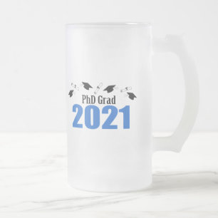Caneca De Cerveja Vidro Jateado Formando De Doutorado E Bonés Para 2021 (Azul)