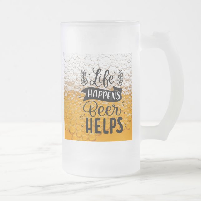 Caneca De Cerveja Vidro Jateado Fosco (Direita)