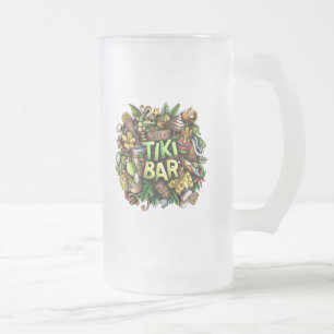 Caneca De Cerveja Vidro Jateado Fosco Bar Tiki Mug