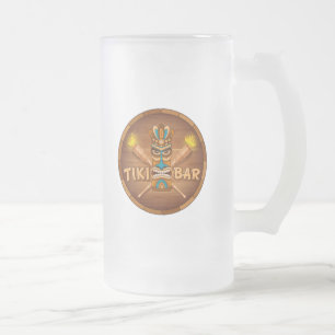 Caneca De Cerveja Vidro Jateado Fosco Bar Tiki Mug