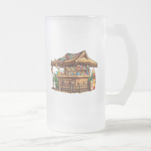 Caneca De Cerveja Vidro Jateado Fosco Bar Tiki Mug