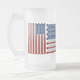 Caneca De Cerveja Vidro Jateado Fosco Beball America (EUA) Glass Beer Mug