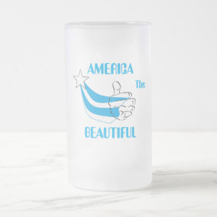 Caneca De Cerveja Vidro Jateado Fosco Beer Mug : América A Bela