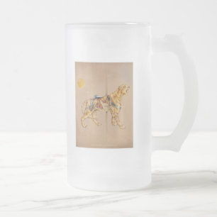 Caneca De Cerveja Vidro Jateado Fosco Carousel Tiger