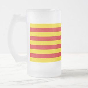 Caneca De Cerveja Vidro Jateado Fosco com bandeira da Catalunha