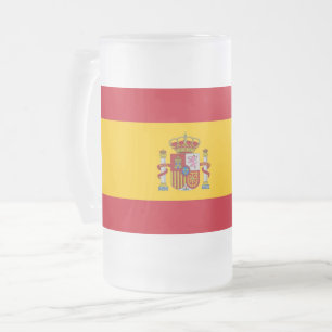 Caneca De Cerveja Vidro Jateado Fosco com bandeira de Espanha