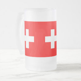 Caneca De Cerveja Vidro Jateado Fosco com bandeira de Suiça