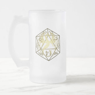 Caneca De Cerveja Vidro Jateado Fosco D20 Celtic Dragon DND